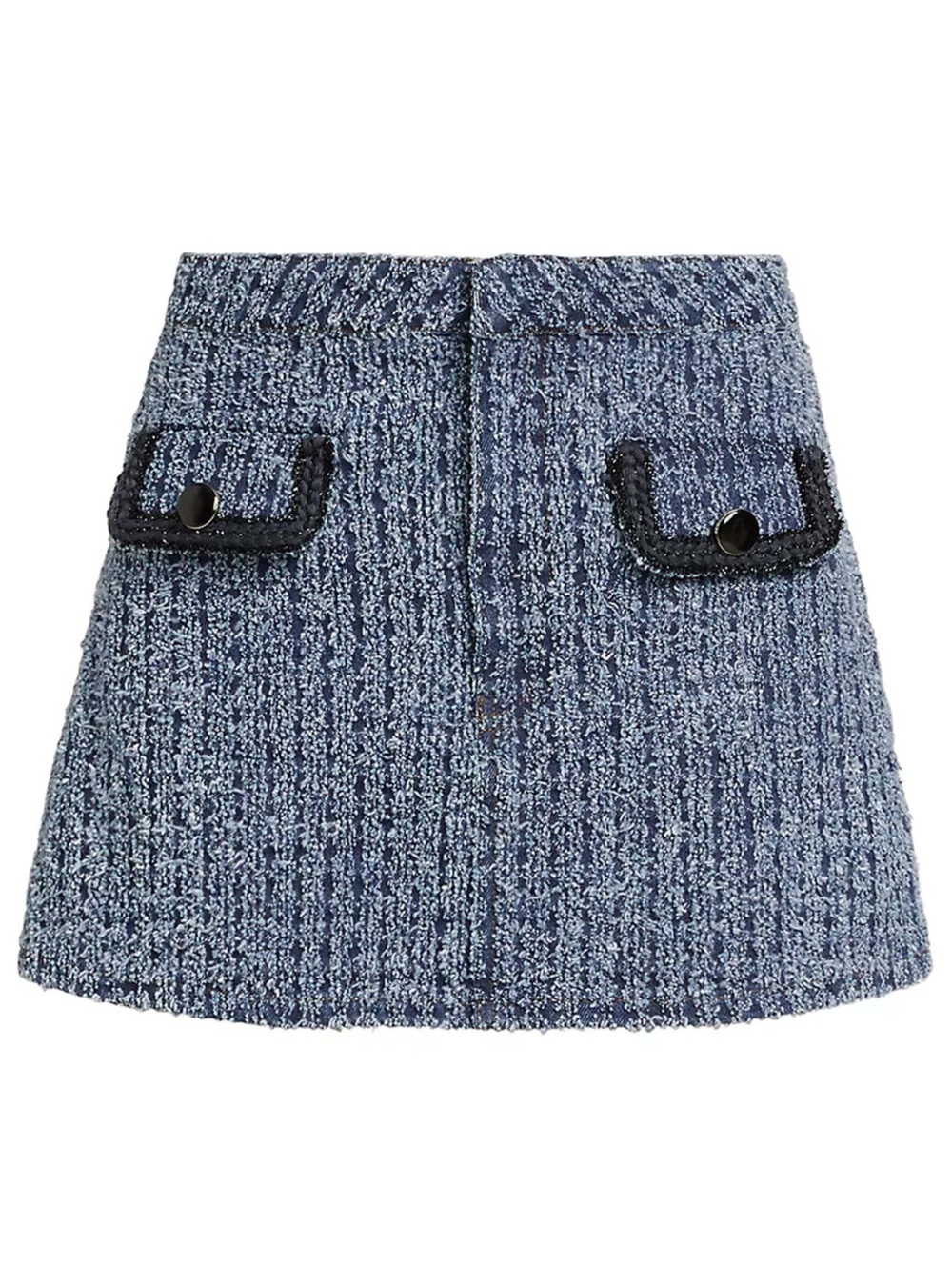 SELF-PORTRAIT | Blue denim & Tweed Mini skirt